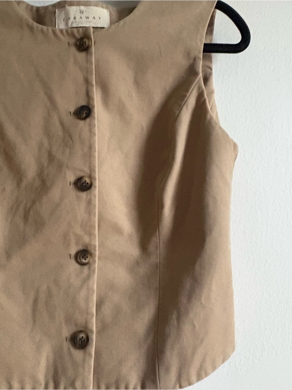 Faraway Sz S (42) Tan Cotton Structured Tailored Vest - Picture 5 of 9